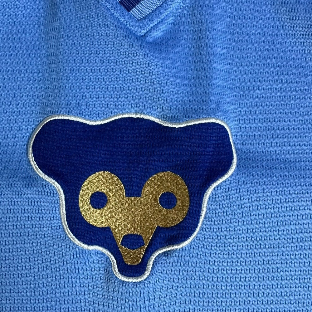 Majestic Cooperstown Collection Chicago Cubs Vintage Bear Jersey Blue Mens Large - Picture 8 of 10